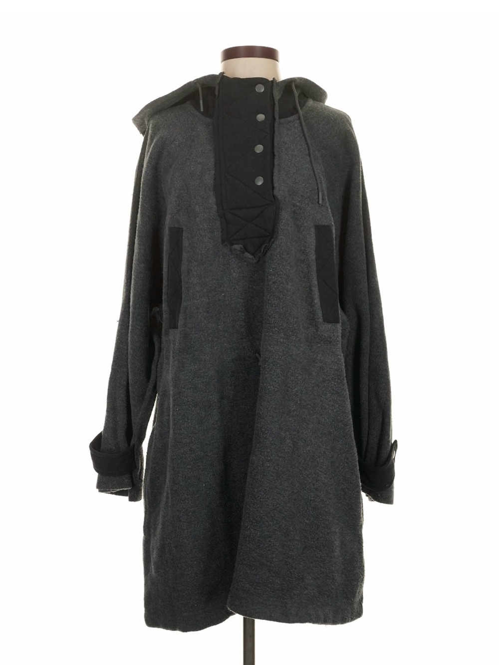 We The Free Black Hooded Long Line Pullover with Label Detail Women Size S